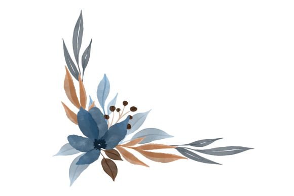 Blue Floral Frame for Wedding Invitation: A Watercolor Design Asset