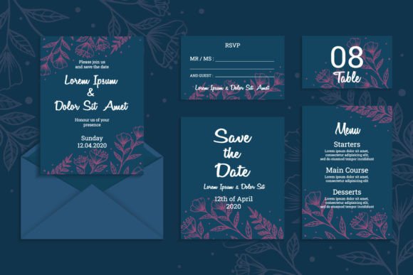 Blue Floral Wedding Invitation: A Vector Design for Elegant Celebrations
