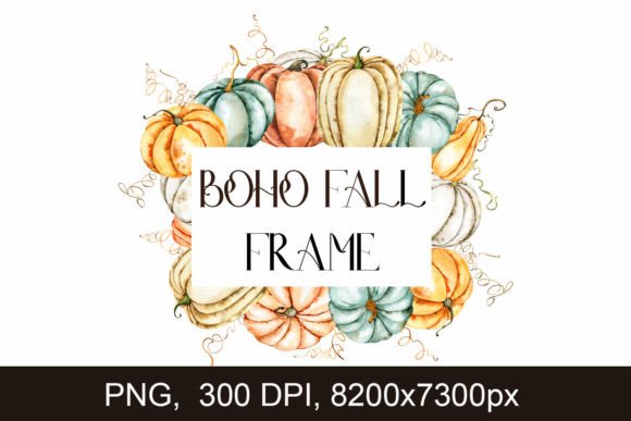 Boho Fall Frame PNG: Wedding Invitation & Cozy Autumn Designs