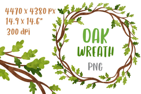 Bringing Nature's Elegance to Your Designs: Watercolor Oak Wedding Wreath Art