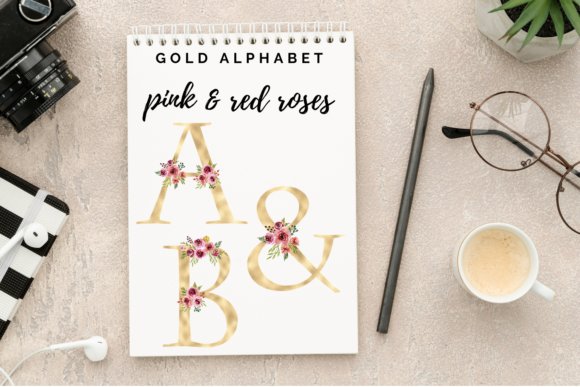 Elegant Floral Alphabet Clipart for Rose Wedding Designs