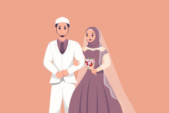 Elegant Islamic Couple Wedding Character Design for Timeless Creations