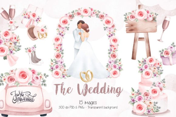 Elegant Wedding Clipart for Modern Invitations and Designs