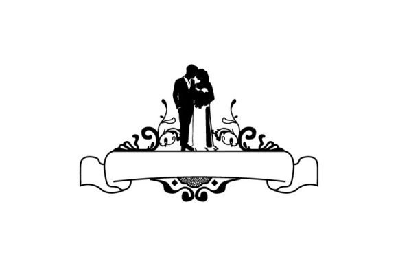 Elegant Wedding Silhouette Design Elements for Print & Decor