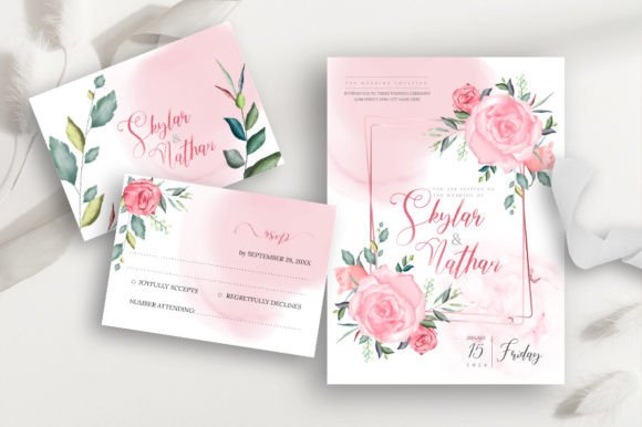 Soft, Romantic Wedding Stationery with a Rustic Rose Watercolor Style