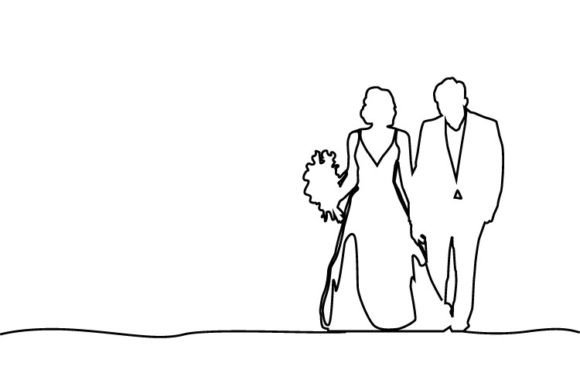 Timeless Elegance: The Art of the Line Art Wedding Couple