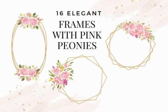 Timeless Romance: Designing with Geometrical Pink Peony Frames