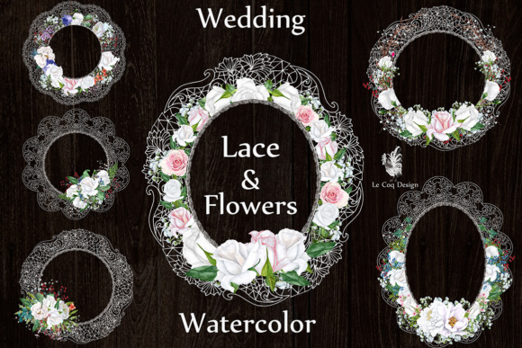 Watercolor Lace Frames: Hand-Painted Clipart for Wedding DIY